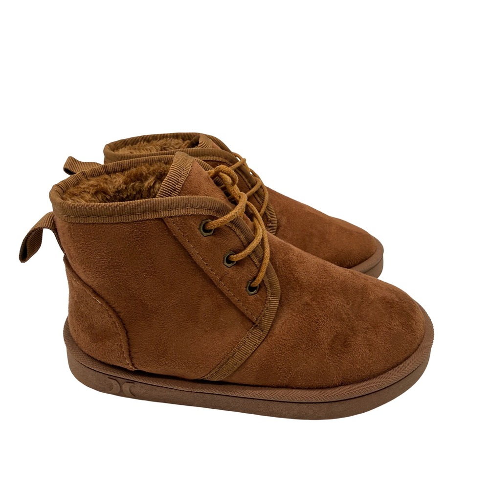 Hurley Chukka Boots Boys Size 3 Brown Excellent Faux Fur Lined Lace Up